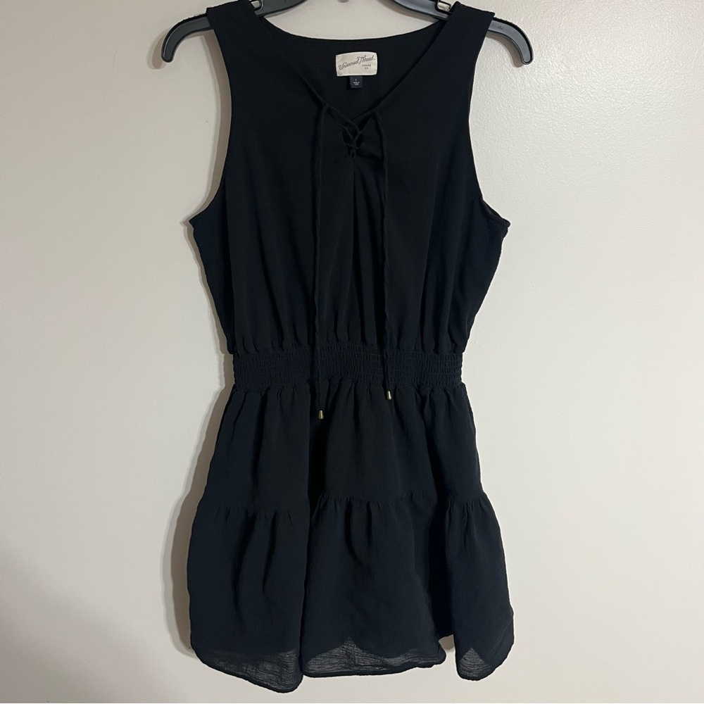 Women's Universal‎ Thread Black Cotton Sleeveless Summer Dress Size Large V Neck